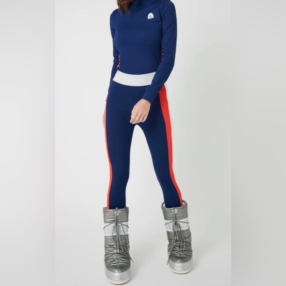 My Sunday Ski Racer Stripe Base Layer Set- Navy